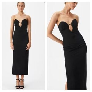 Bardot Lilah Midi Dress In Black Elegant Strapless Dress size S US 4